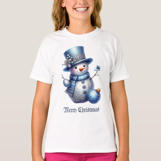 Camiseta Neve Natal Elegante Feriados de inverno Meninas (Frente)
