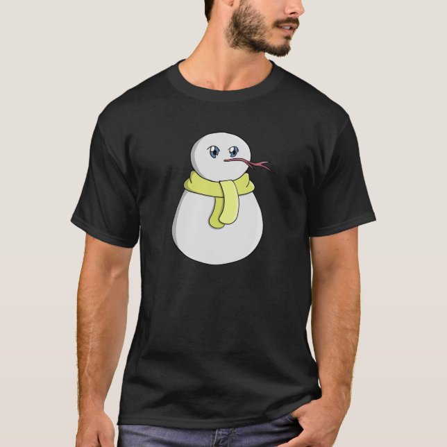 Camiseta Neve vestindo um cachecol amarelo (Frente)