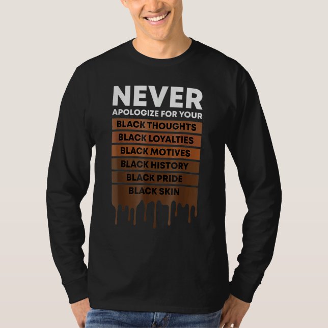 Camiseta Never Apologize Black History Month BLM Melanin Pr (Frente)