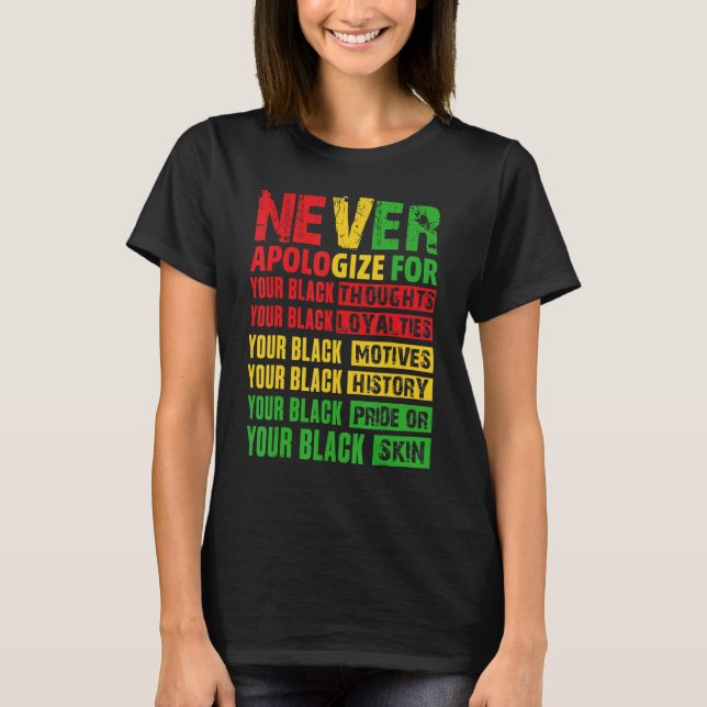 Camiseta Never Apologize Your Black History Month African A (Frente)