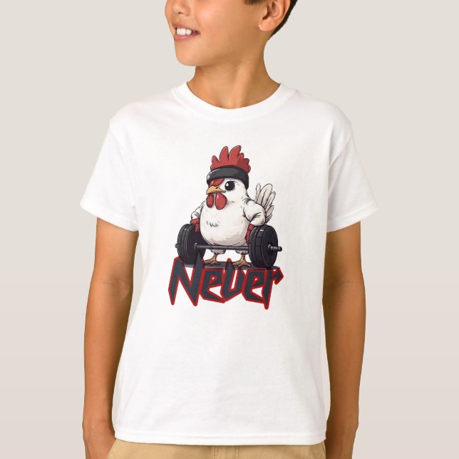 Camiseta Never Chicken Out – Gym Hen Power (Frente)