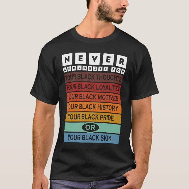 Camiseta Never Ever Apologize for Your Black Thoughts Black (Frente)