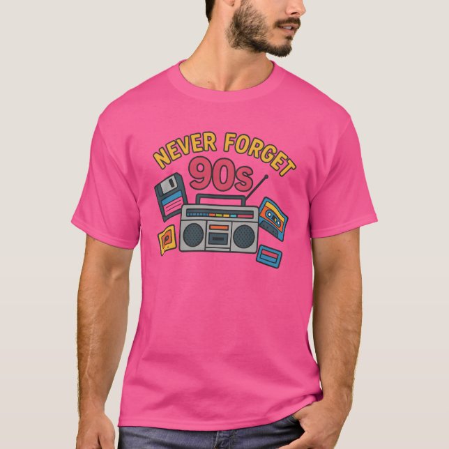 Camiseta Never Forget 90s Retro Gift Cassette Floppy friend (Frente)