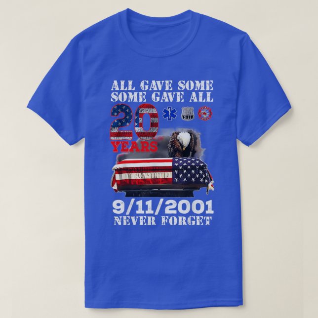 Camiseta Never Forget 911 20th Anniversary Firefighters Out (Frente do Design)