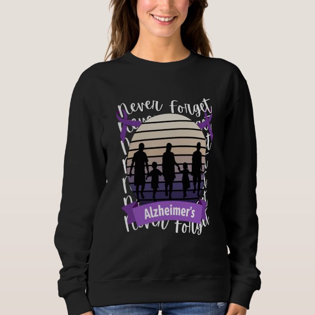 Camiseta Never Forget Alzheimer's Awareness Retro Purple Fa (Frente)