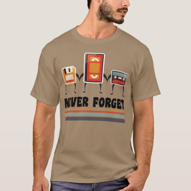 Camiseta never forget cassett diskett friends (Frente)