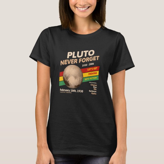 Camiseta Never Forget Pluto Retro Style Space Science (Frente)