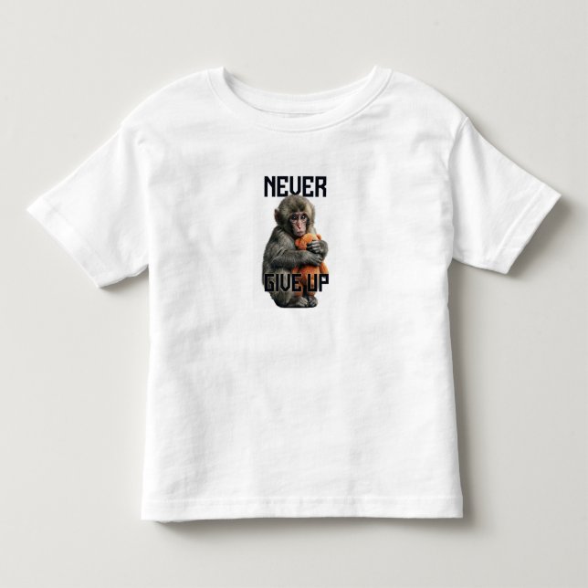 Camiseta Never Give Up - Resilient Baby Monkey with Teddy B (Frente)