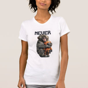 Camiseta Never Give Up - Resilient Baby Monkey with Teddy B