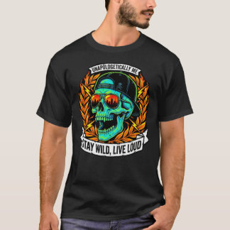 Camiseta Never Look Back Skull Streetwear Stay Wild Live