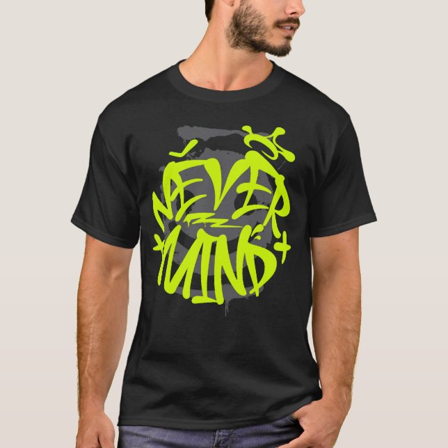 Camiseta Never Mind Neon Graffiti Streetwear (Frente)
