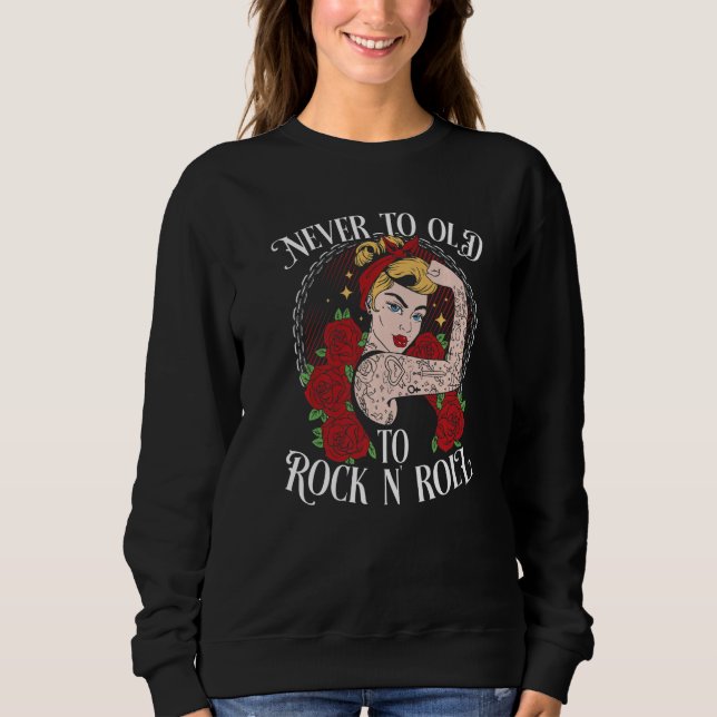 Camiseta Never Too Old To Rock N´Roll  Rockabilly Premium (Frente)