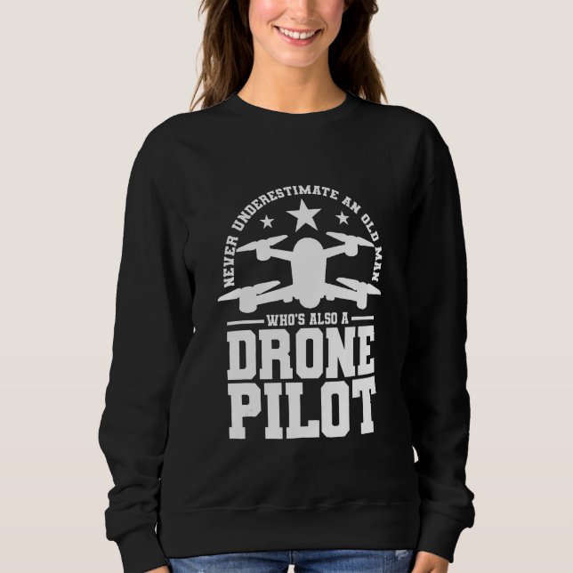 Camiseta Never underestimate an old man who's also a drone  (Frente)