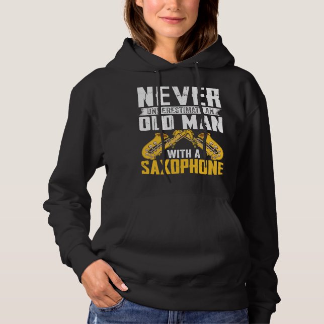 Camiseta Never Underestimate Old Man Saxophone Player Music (Frente)