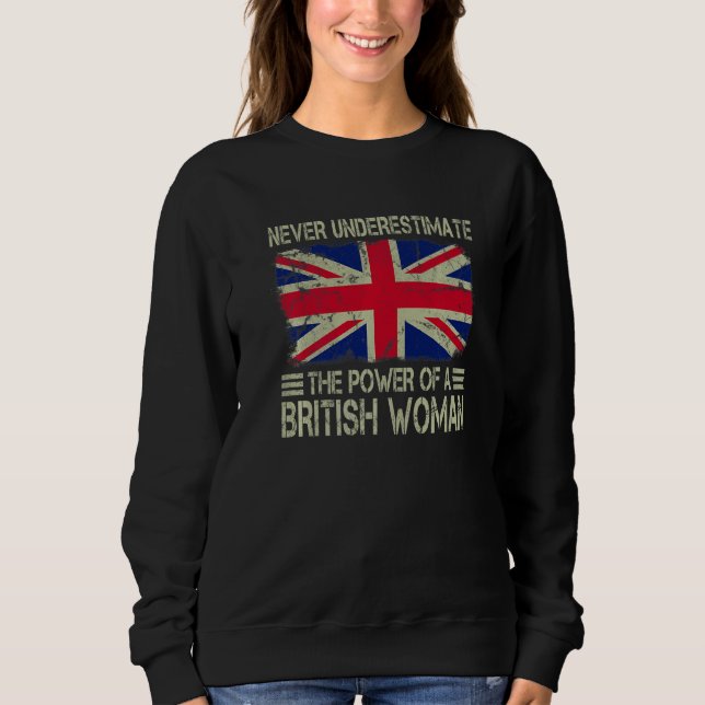 Camiseta Never Underestimate The Power of a British Woman F (Frente)