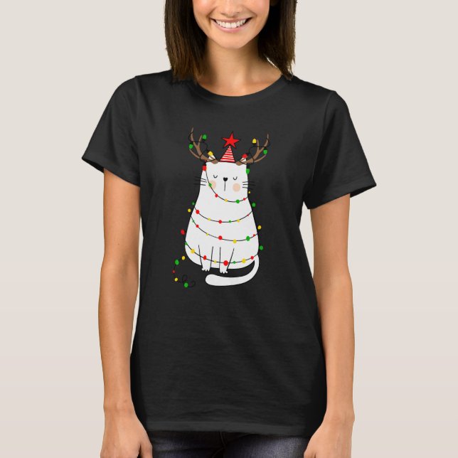 Camiseta Neves De Gato De Natal Para Mulheres (Frente)