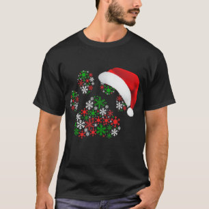 Camiseta Neves Flocos de Cachorro Pata Papai Noel Chapéu M