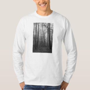 Camiseta Névoa com o Grayscale das madeiras