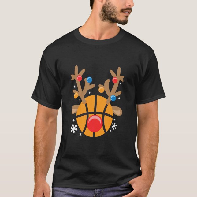 Camiseta Névoa de basquete Engraçado Feliz Natal (Frente)