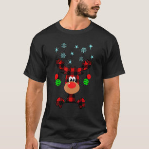 Camiseta Névoa de Xadrez de Búfalos Vermelho de Grafo de Na
