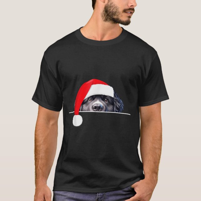 Camiseta New Foundland Dog Lover Funny Santa Hat Christmas  (Frente)