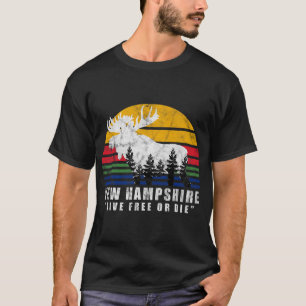 Camiseta New Hampshire Live Or Die Floresta de Moose Vintag