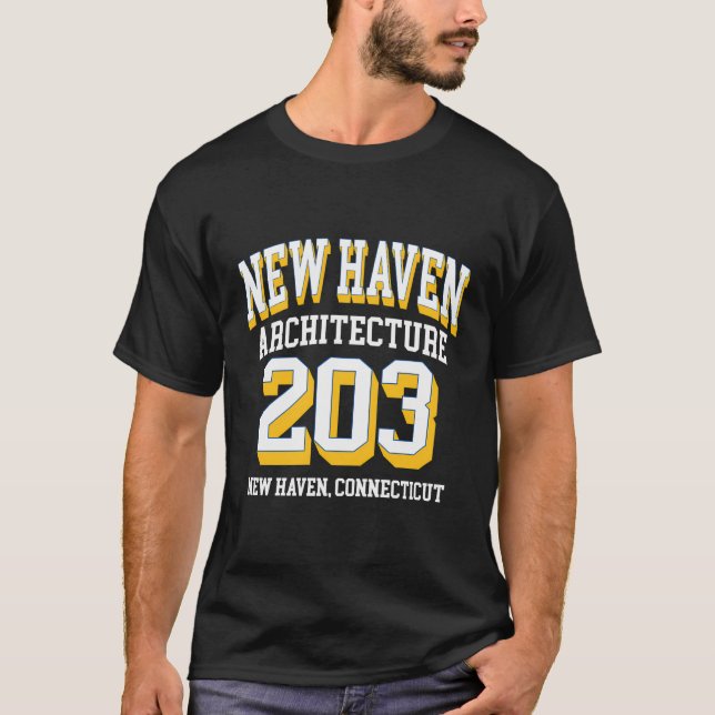 Camiseta New Haven Area Code 203 - For Architecture Aficion (Frente)