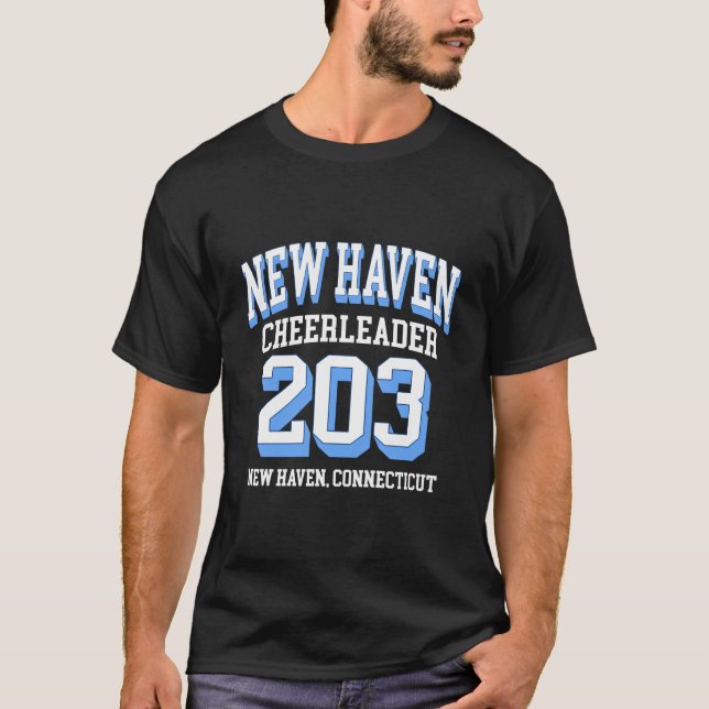 Camiseta New Haven Area Code 203 For Cheerleaders (Frente)