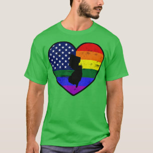Camiseta New Jersey Estados Unidos - Orgulho gay Flag Heart