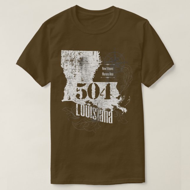 Camiseta New Orleans Area Code 504 Louisiana Parish Legal (Frente do Design)