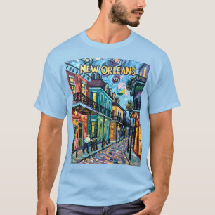 Camiseta New Orleans French Quarter Van Gogh Style Vintage