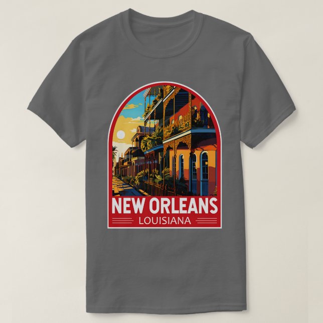 Camiseta New Orleans Louisiana Viagem Art Emblem TSirt (Frente do Design)
