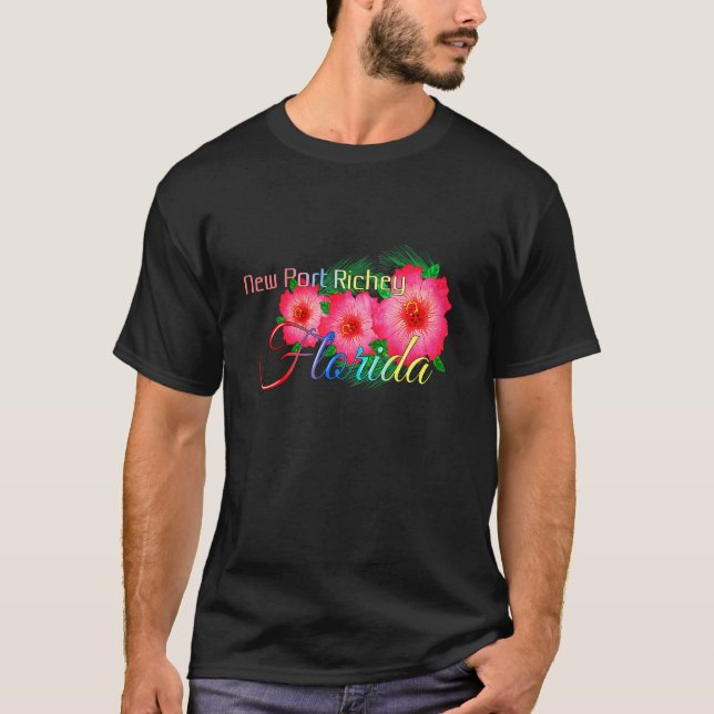 Camiseta New Port Richey Florida Tropical Flowers Family Va (Frente)