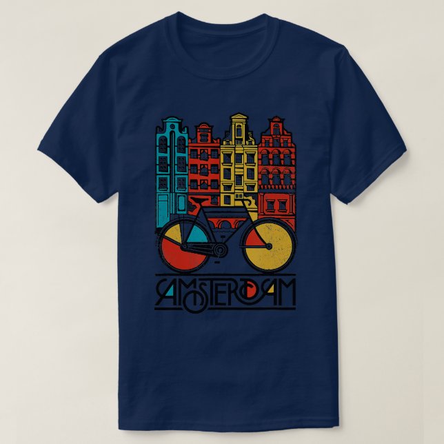Camiseta New Retro Bicycle Bike Amsterdam City Jersey (Frente do Design)