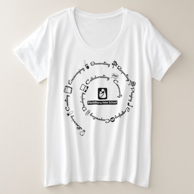 Camiseta New School em Blacksburg Plus Spiral Design (Frente do Design)