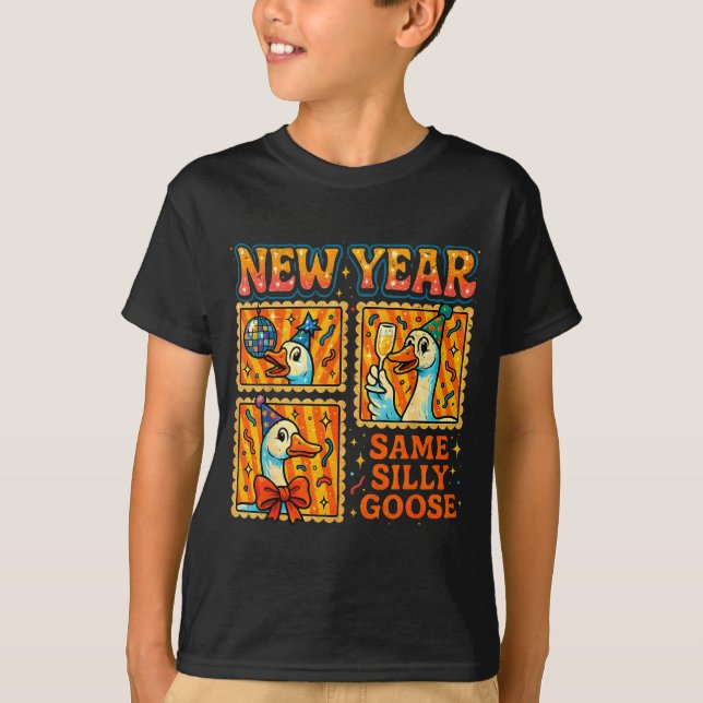 Camiseta New Year Same Silly Goose Funny Retro Party Gift  (Frente)