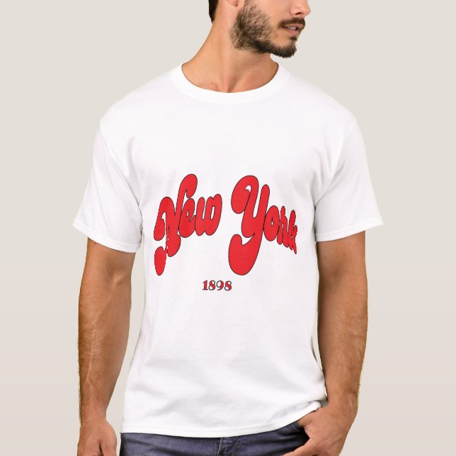 Camiseta New-York 1898 Red Arc Logo Typography  (Frente)