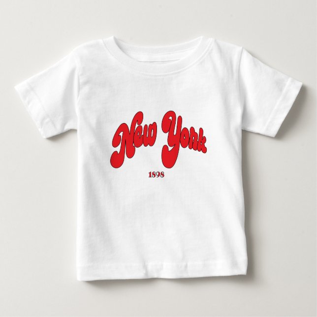 Camiseta New-York 1898 Red Logo Typography White (Frente)