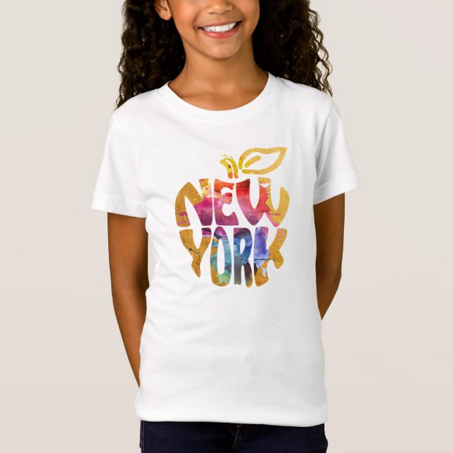 Camiseta New York Apple, NYC. Caligrafia art. da aguarela (Frente)