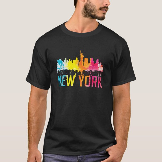 Camiseta New York City NYC Watercolour Art Big Apple Skylin (Frente)