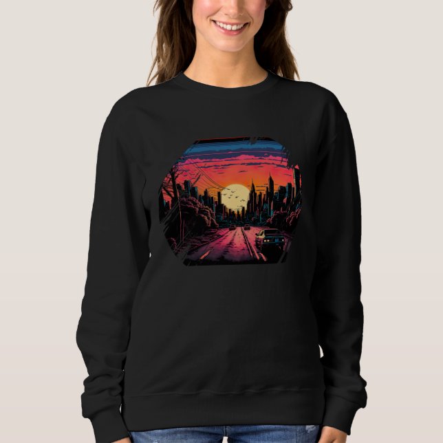 Camiseta New York City Skyline Sunset Heat (Frente)