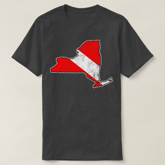 Camiseta New York Dive Flag Scuba Divisor State Map Dive Fl (Frente do Design)