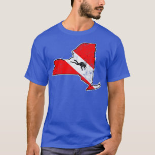 Camiseta New York Dive Flag Scuba Divisor State Map Dive Fl