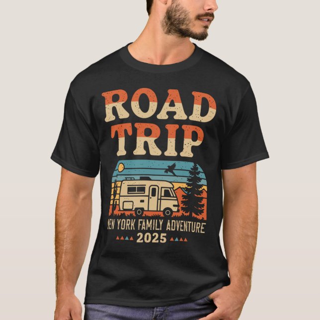 Camiseta New York Family Adventure Rv Camping Viagem Road T (Frente)
