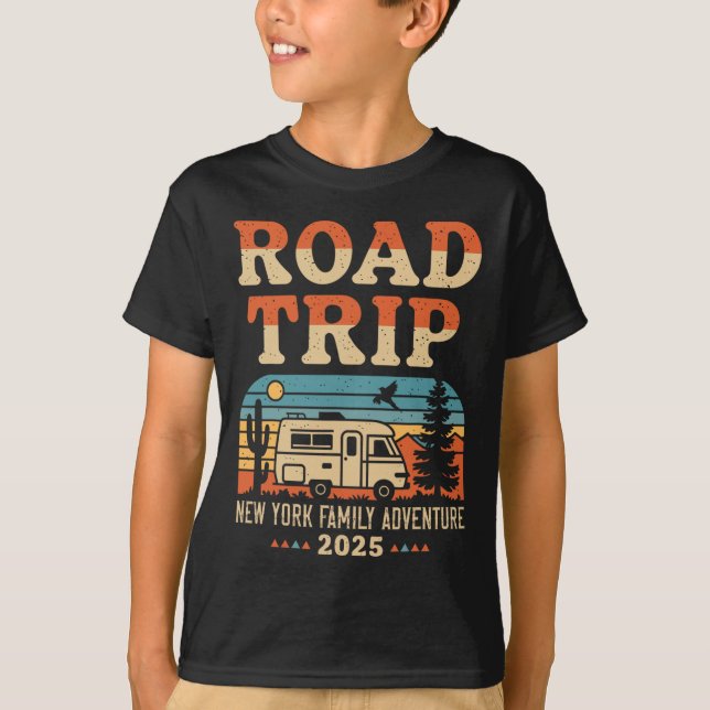 Camiseta New York Family Adventure Rv Camping Viagem Road T (Frente)