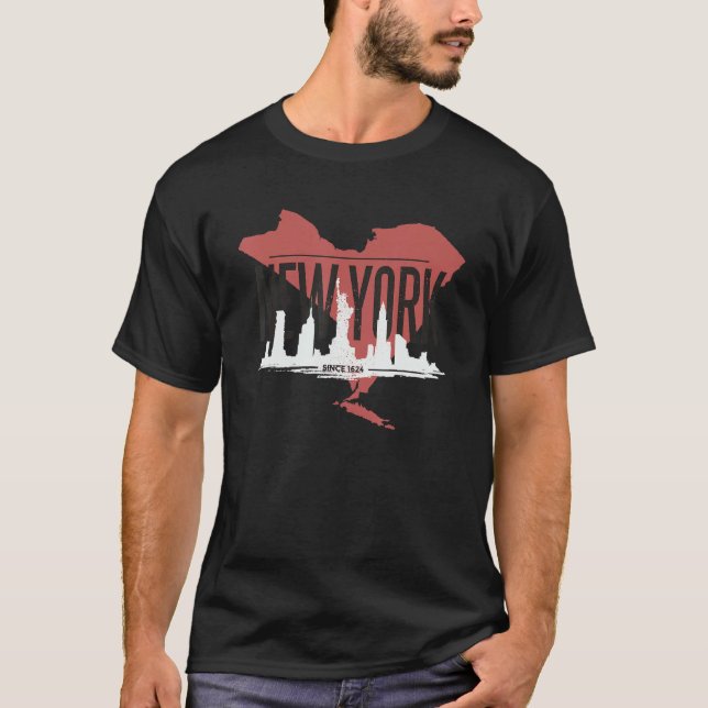 Camiseta New York New York City Skyline Silhouette Outline  (Frente)