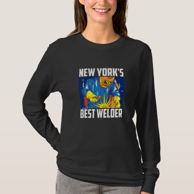 Camiseta New York's Best Welder Ironworker Ironsmith Weldin (Frente)
