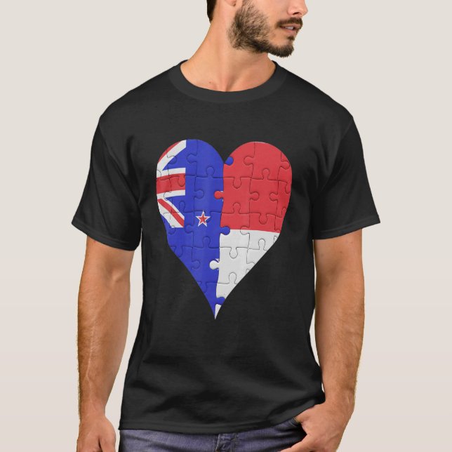 Camiseta New Zealander Indonesia Flag Heart (Frente)