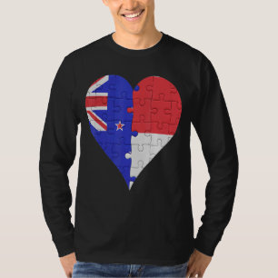 Camiseta New Zealander Indonesia Flag Heart