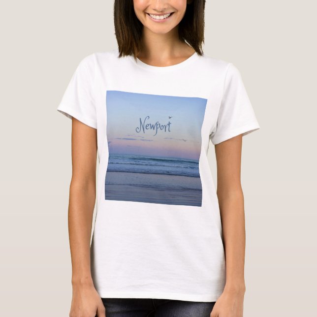 Camiseta Newport Beach California Ocean Sunrise Blue (Frente)